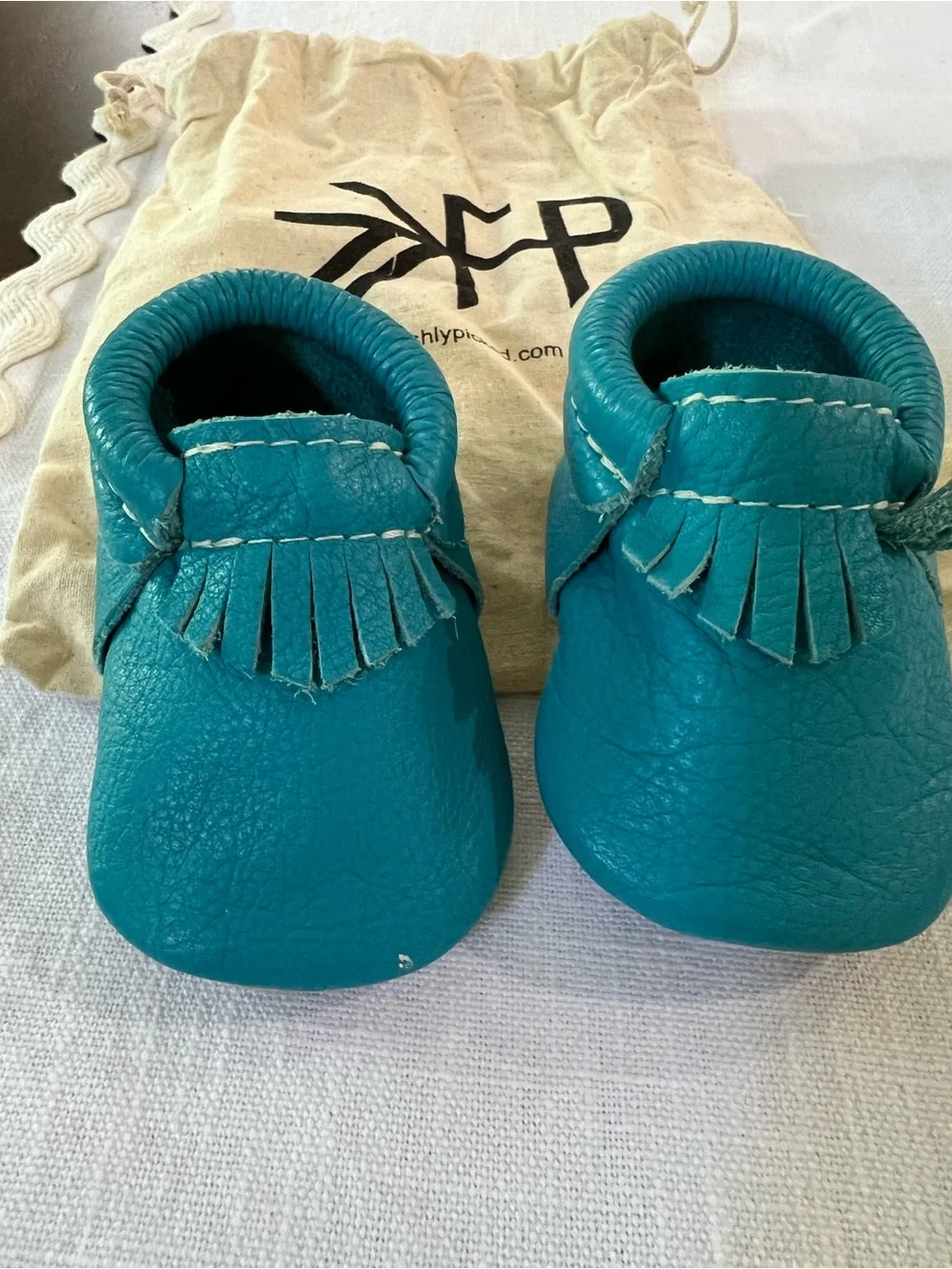 Freshly Picked Teal Leather Baby Moccasins